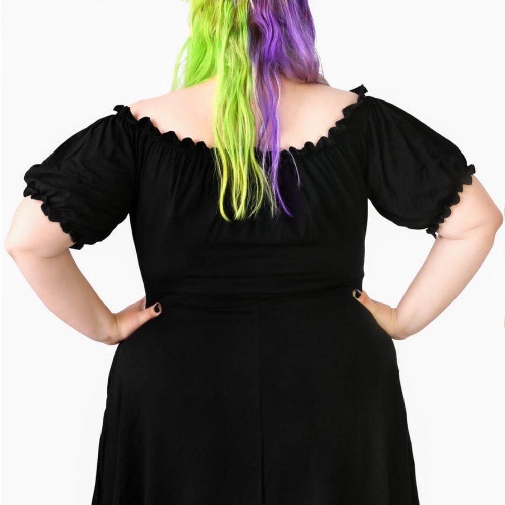 Foxblood Black Gretel Dress Off The Shoulder with Puff Sleeves size XL - Picture 2 of 5